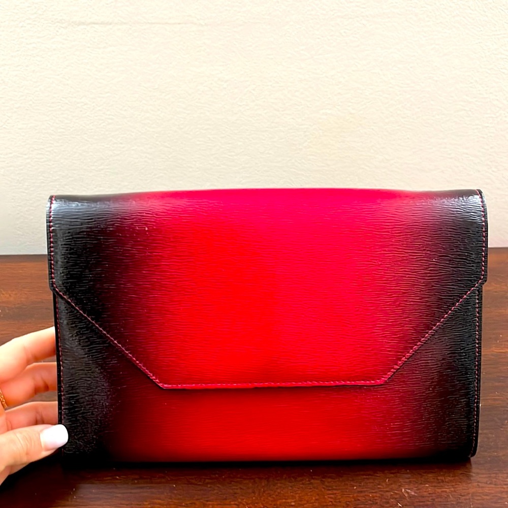 Nordstrom red and black leather clutch
